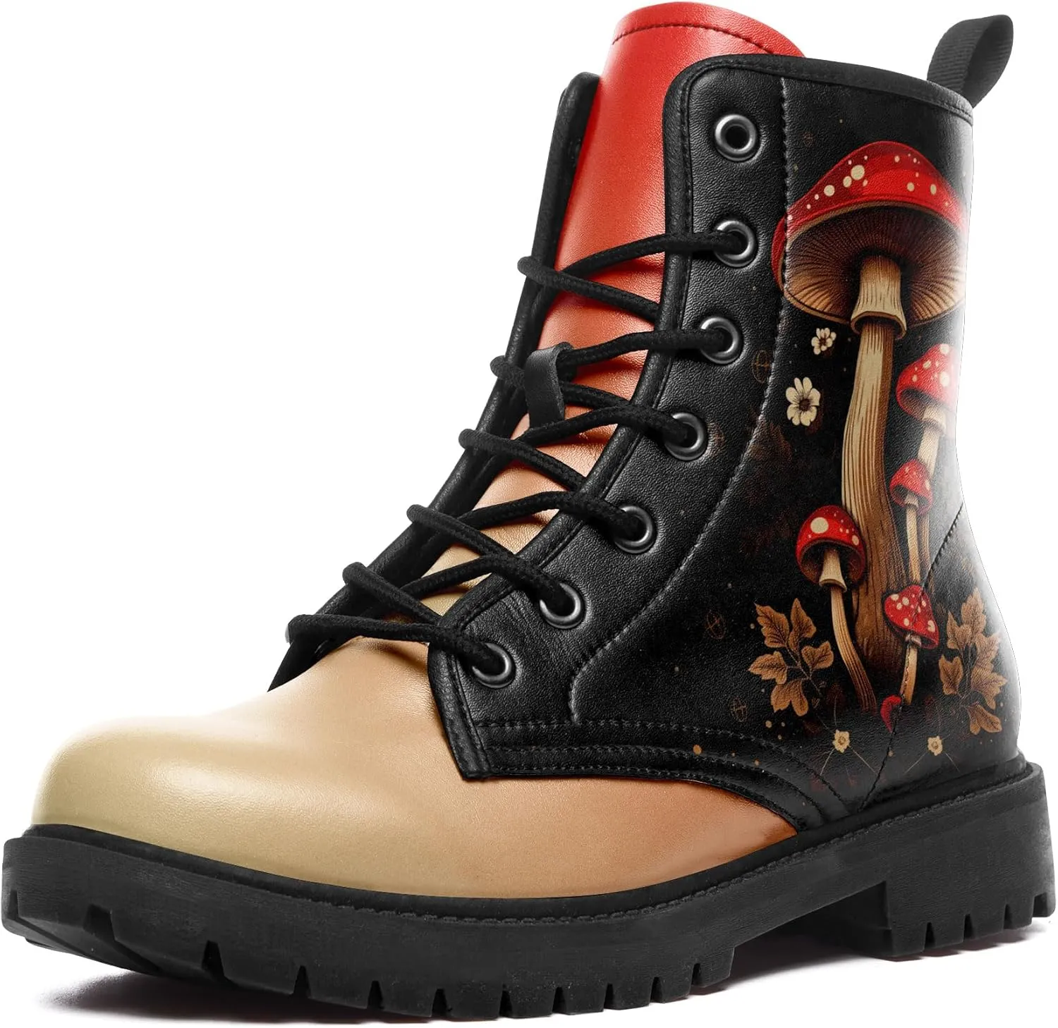 Punk Combat Boots, Stylish Motorcycle Booties for Men & Women, Waterproof Work Boot with Artistic Design
