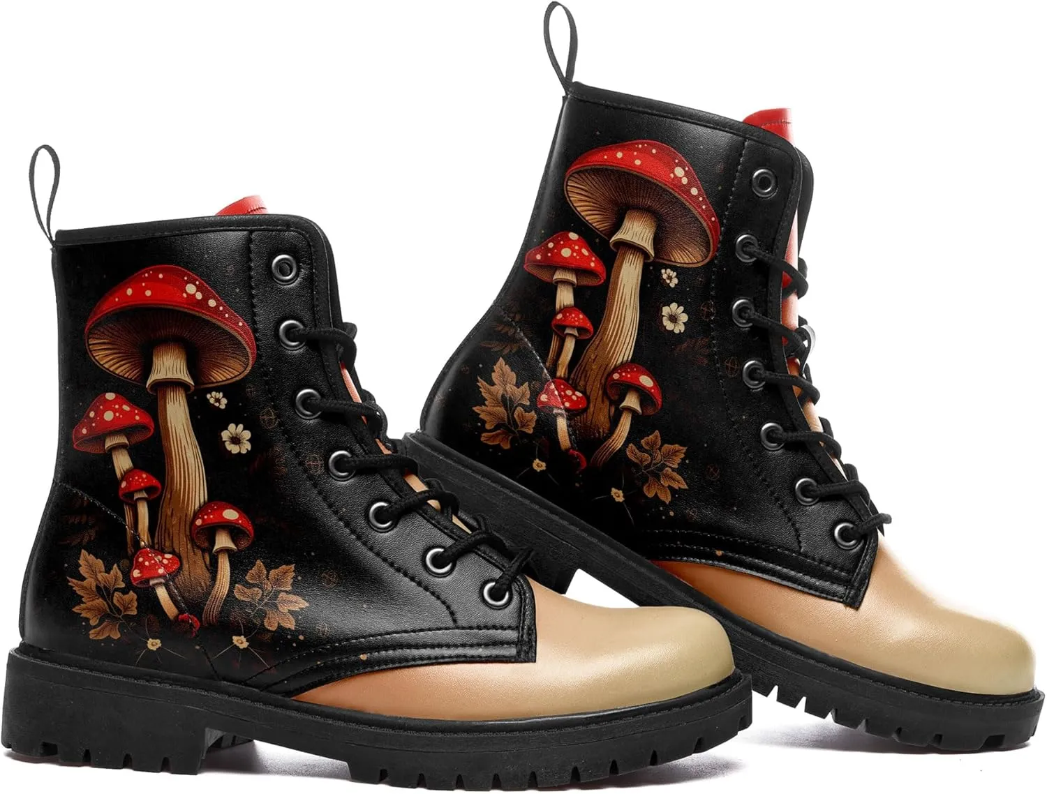 Punk Combat Boots, Stylish Motorcycle Booties for Men & Women, Waterproof Work Boot with Artistic Design