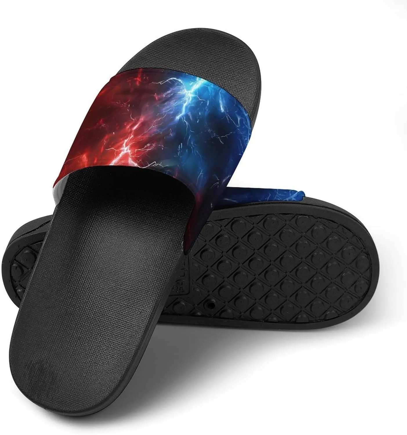 Red And Blue Thunder Funny Slippers Slides Sandals Shower Home House Shoes Non Slip Soft Sole Shoe For Men Women Bathroom