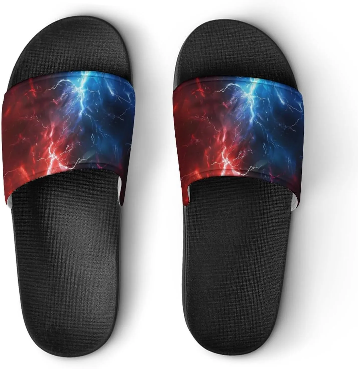 Red And Blue Thunder Funny Slippers Slides Sandals Shower Home House Shoes Non Slip Soft Sole Shoe For Men Women Bathroom
