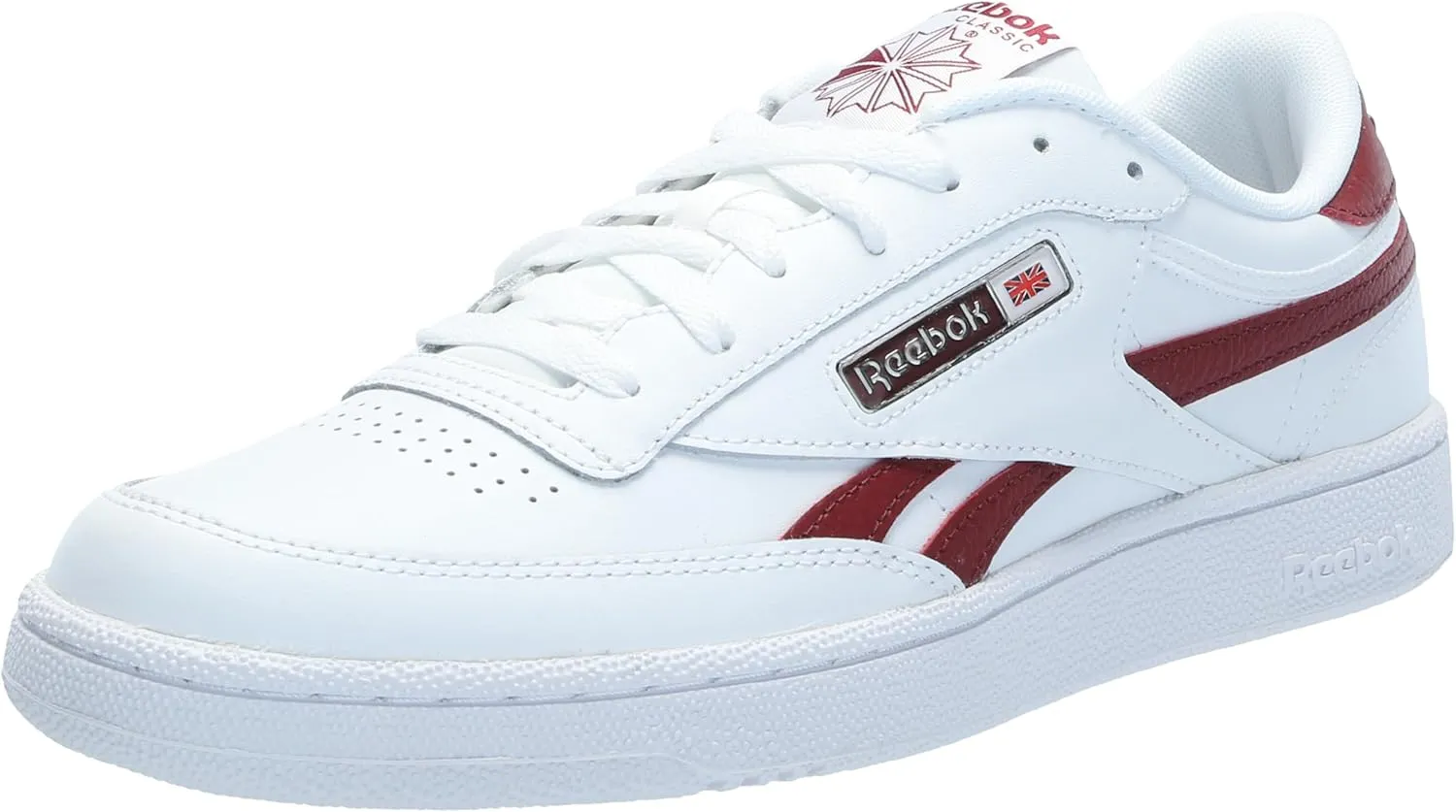 Reebok Unisex Club C Revenge Sneaker, White/Rich Maroon/White, 10.5 US Men