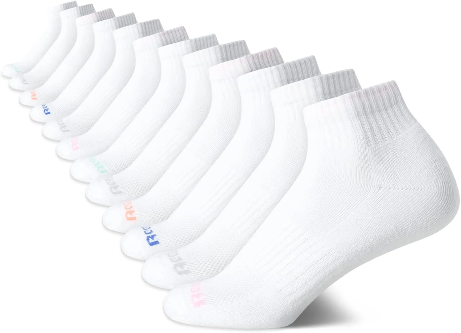 Reebok Women's Quarter Crew Socks - 12 Pack Performance Cushion Comfort Crew Socks - Athletic Socks for Women (4-10)