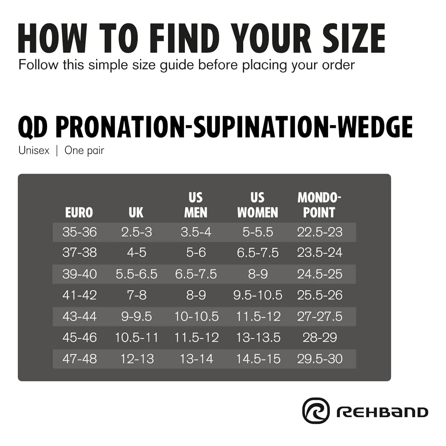 Rehband Self-Adhesive Pronation/Supination Insoles, 1 Pair, Gel Wedges, Foot Support for Sports & Everyday Life, Foot Correction fits in Every Shoe, Size:10-10.5 US Men, Side:Pair