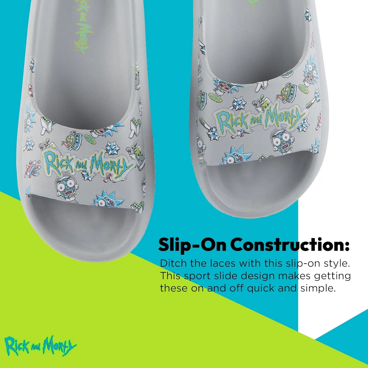 RICK AND MORTY Mens Comfort Slides - Officially licensed Cushion Slides - Rick Sanchez and Morty Smith