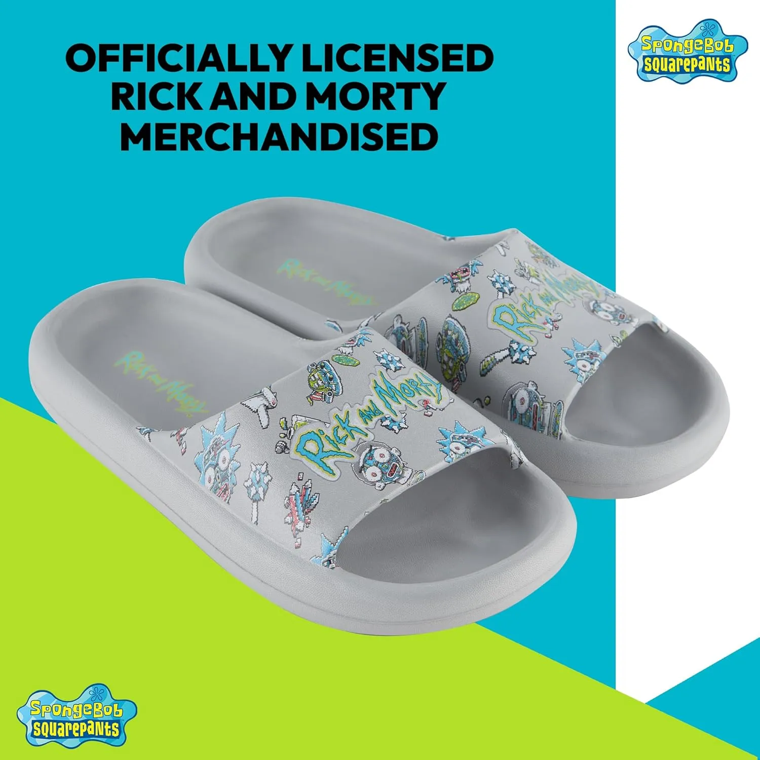 RICK AND MORTY Mens Comfort Slides - Officially licensed Cushion Slides - Rick Sanchez and Morty Smith