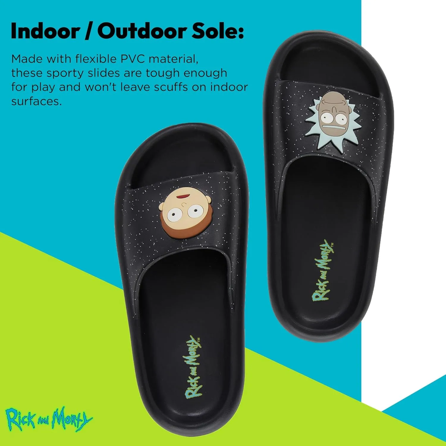 RICK AND MORTY Mens Comfort Slides - Officially licensed Cushion Slides - Rick Sanchez and Morty Smith