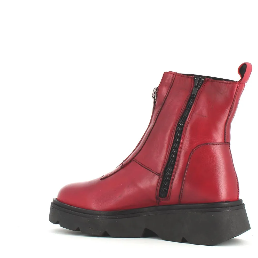 Rizzoli Military Front Zipper Boot Red