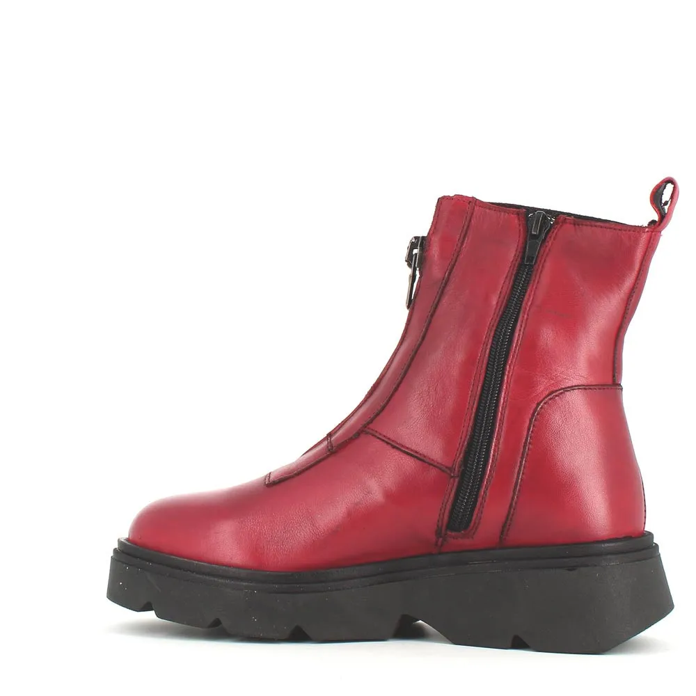 Rizzoli Military Front Zipper Boot Red