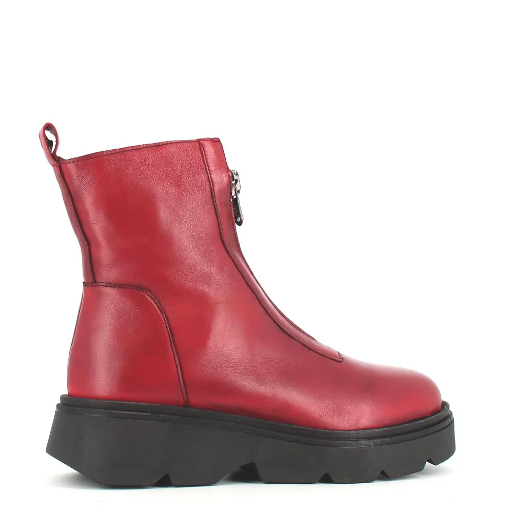 Rizzoli Military Front Zipper Boot Red