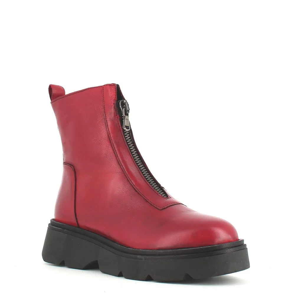 Rizzoli Military Front Zipper Boot Red