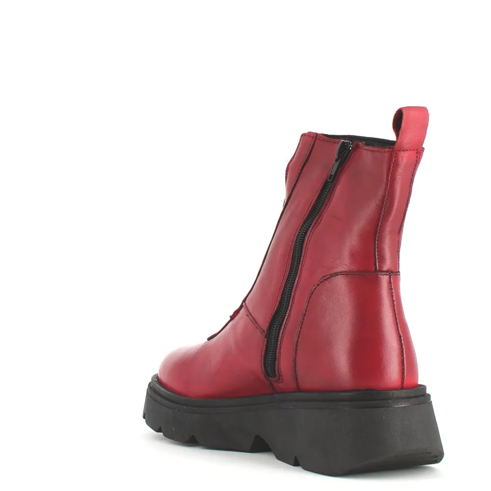 Rizzoli Military Front Zipper Boot Red