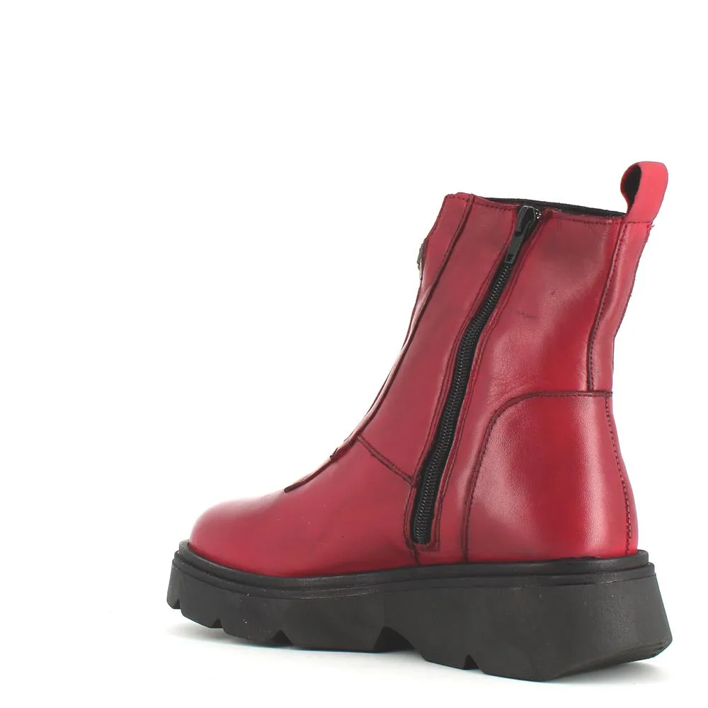 Rizzoli Military Front Zipper Boot Red