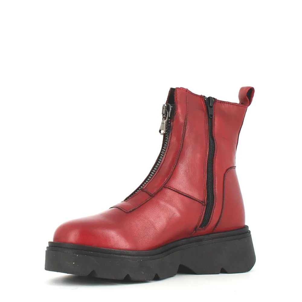 Rizzoli Military Front Zipper Boot Red