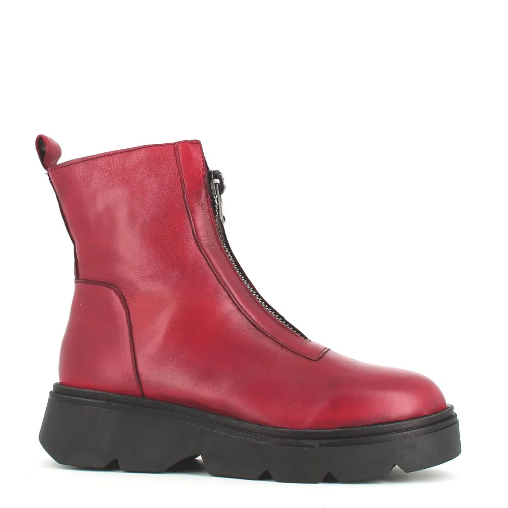Rizzoli Military Front Zipper Boot Red