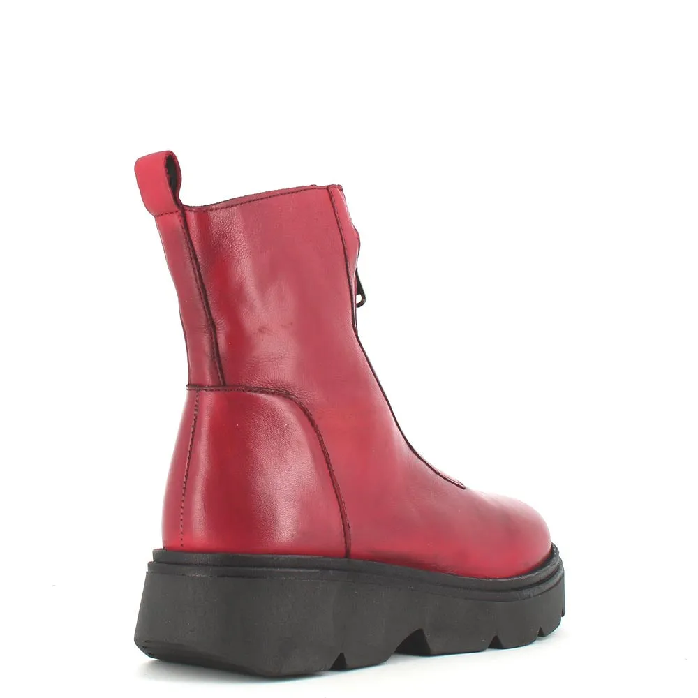 Rizzoli Military Front Zipper Boot Red