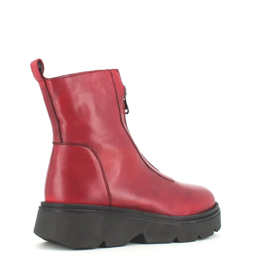 Rizzoli Military Front Zipper Boot Red