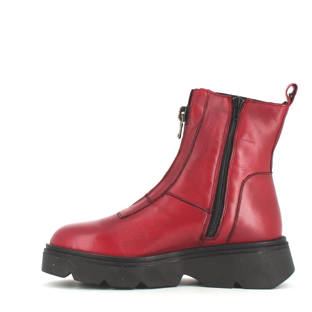 Rizzoli Military Front Zipper Boot Red