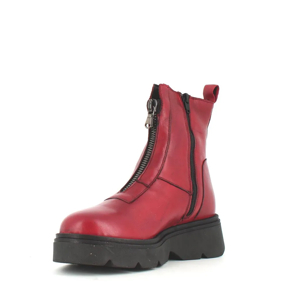 Rizzoli Military Front Zipper Boot Red