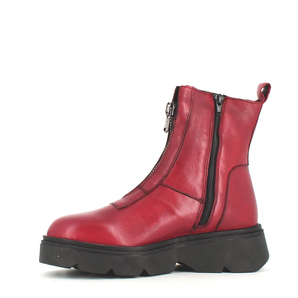 Rizzoli Military Front Zipper Boot Red