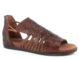ROPER WOMENS CAMILLA SANDALS - TAN FLORAL EMBOSSED