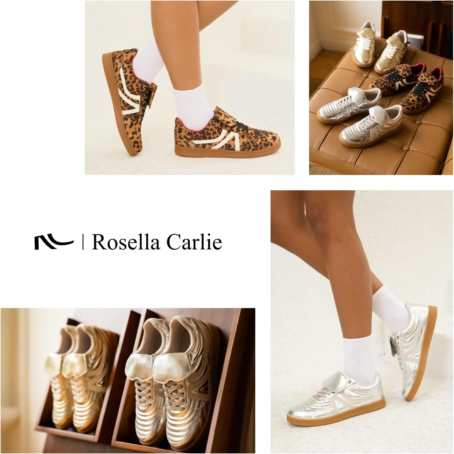Rosella Carlie Sneakers for Women - Comfortable Casual Walking Tennis Shoes Non-Slip Shoes for Women - Lace-Up Fashion Sneakers Trendy Women's Footwear