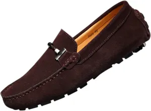 Santimon Mens Driving Penny Loafers Suede Moccasins Slip On Casual Dress Boat Shoes