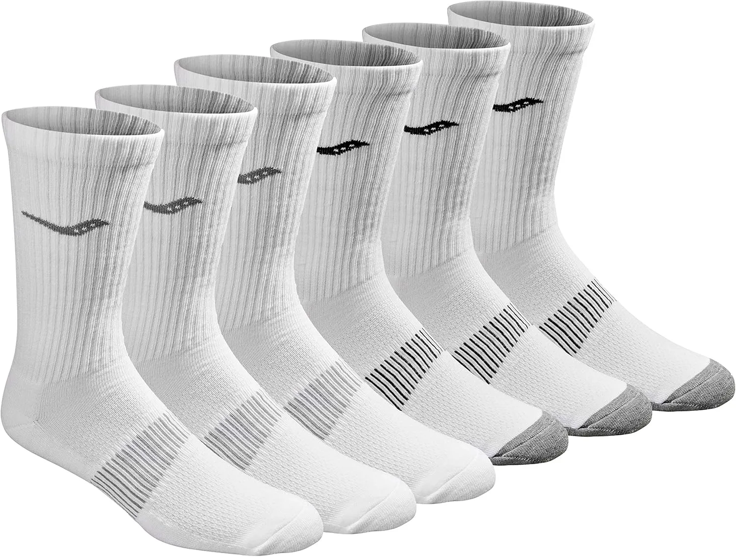 Saucony Men's RunDry Mesh Ventilating Comfort Fit Performance Crew Socks, Available in L-XL (3, 6, 12 Pairs)