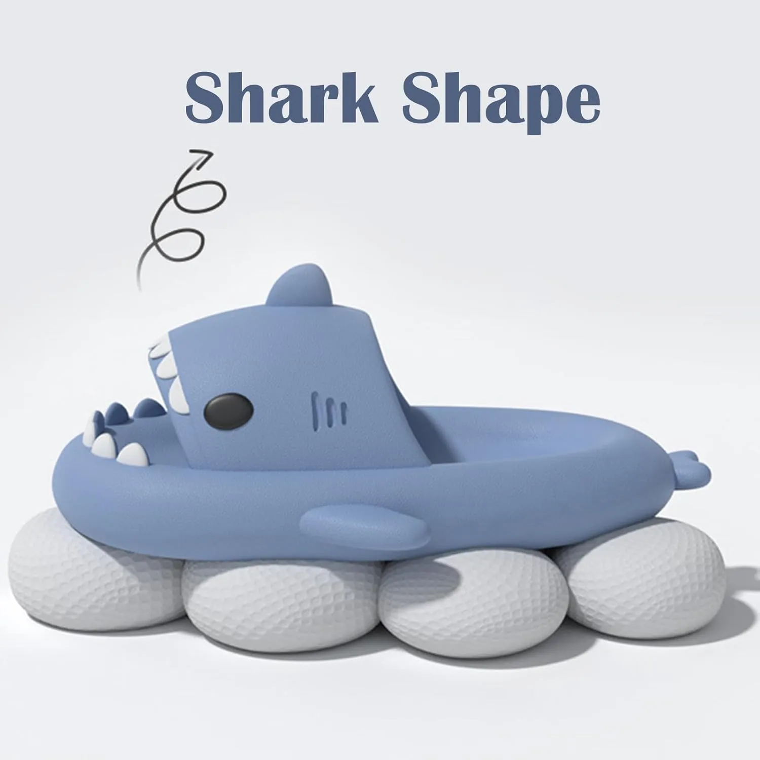 Shark Slides for Men and Women, Cloud Fun Animal Slipper for Adult, Cozy Non-Slip Shark Sandals for Bathroom, Outdoor