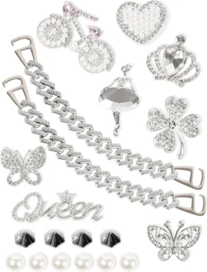Shoe Charms for Women Girls，Bling Designer Jewelry Shoe Decoration Diamond Shoe Chain Shiny Charms Decoration for Your Clog Sandals