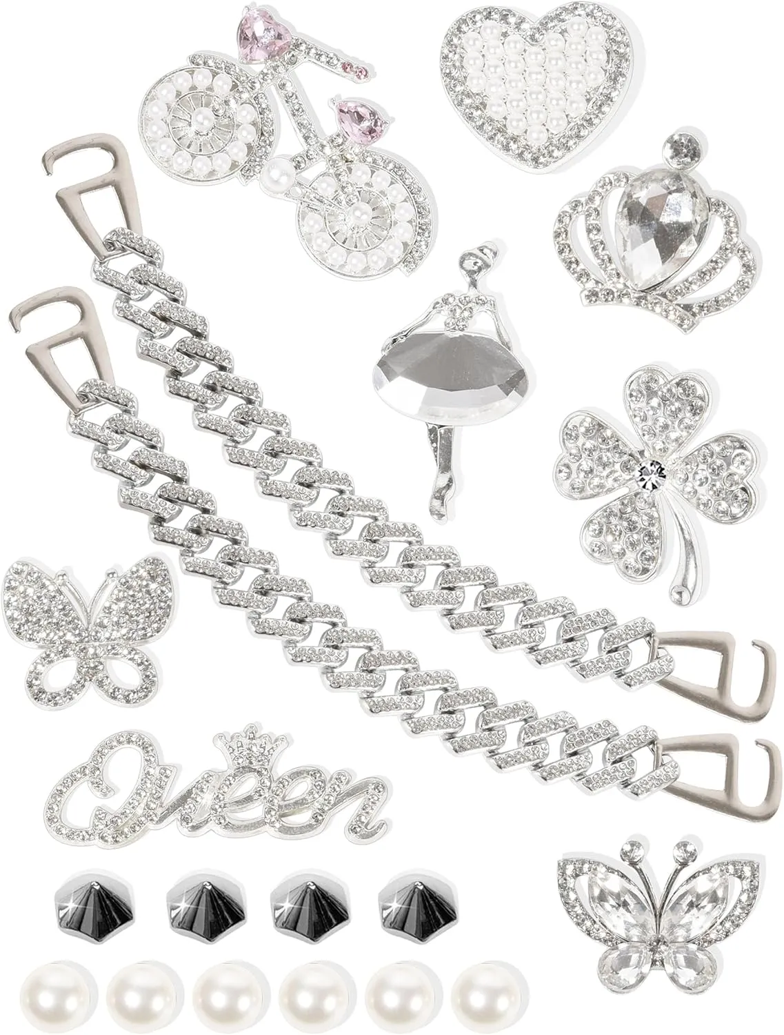 Shoe Charms for Women Girls，Bling Designer Jewelry Shoe Decoration Diamond Shoe Chain Shiny Charms Decoration for Your Clog Sandals