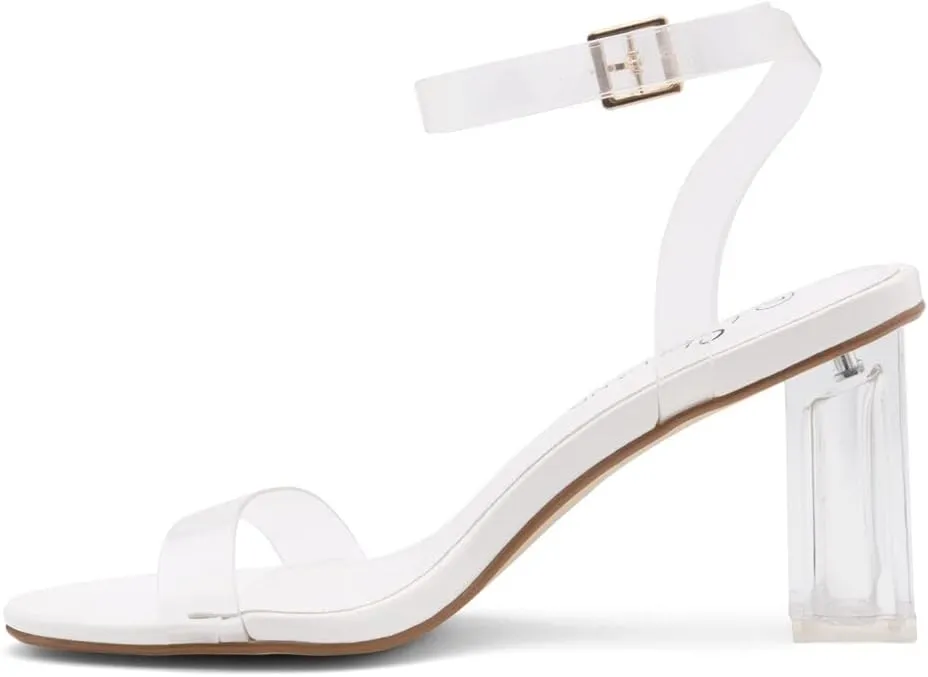 Shoe Land CLLAARY-L Womens Clear Heel Sandals Open Toe Ankle Strap Chunky Low Heeled Dress Party Pump Shoes