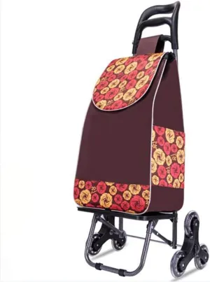 Shopping Cart Portable Utility Carts Folding Trolley Light Weight Stair Climbing Cart with Triangle Crystal Wheel - 110 Pounds Capacity