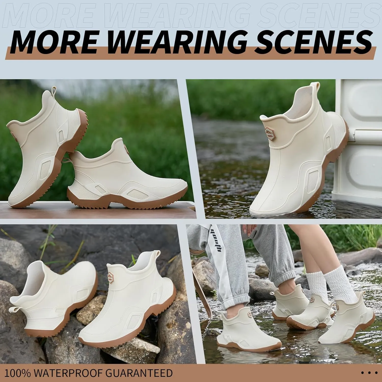 Short rain boots women waterproof deck boots for men ankle fishing boot comfortable garden work shoes lightweight chelsea boot for Boating Camping Sailing