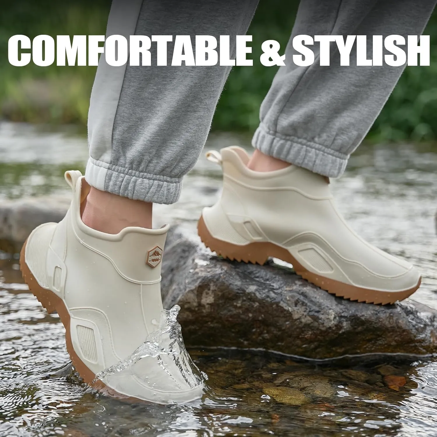 Short rain boots women waterproof deck boots for men ankle fishing boot comfortable garden work shoes lightweight chelsea boot for Boating Camping Sailing