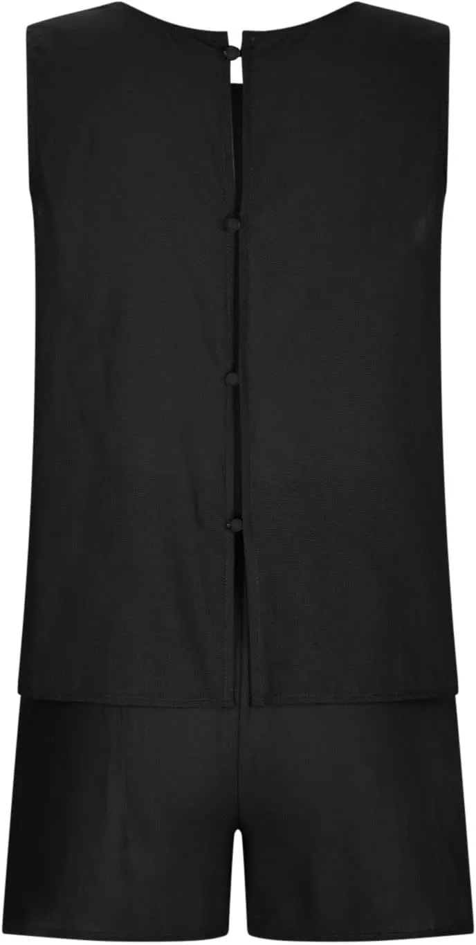 Short Sets For Women 2 Piece Vacation Outfits 2024 Summer Sleeveless Crop Top Elastic Waist Shorts Set Linen Lounge Set