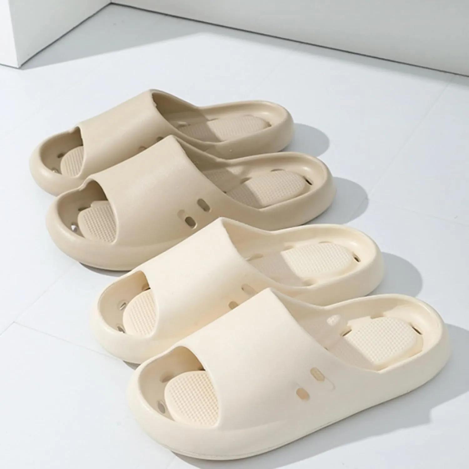 Shower Sandals Women Non Slip Men Massage Slide Sandals Soft Cushioned Anti-Slip Pool Slides Comfor Quick Drying Drain Holes Bathroom Slides Slippers