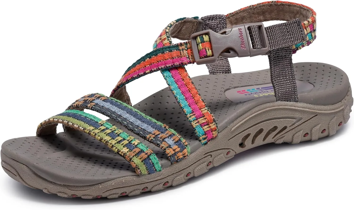 Skechers Women's Reggae-Sew Me-Boho Woven Strappy Slingback Sandal