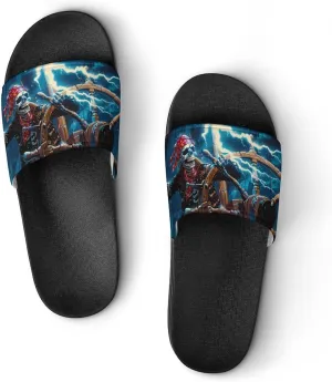 Skeleton Pirate Ocean Storm Funny Slippers Slides Sandals Shower Home House Shoes Non Slip Soft Sole Shoe For Men Women Bathroom