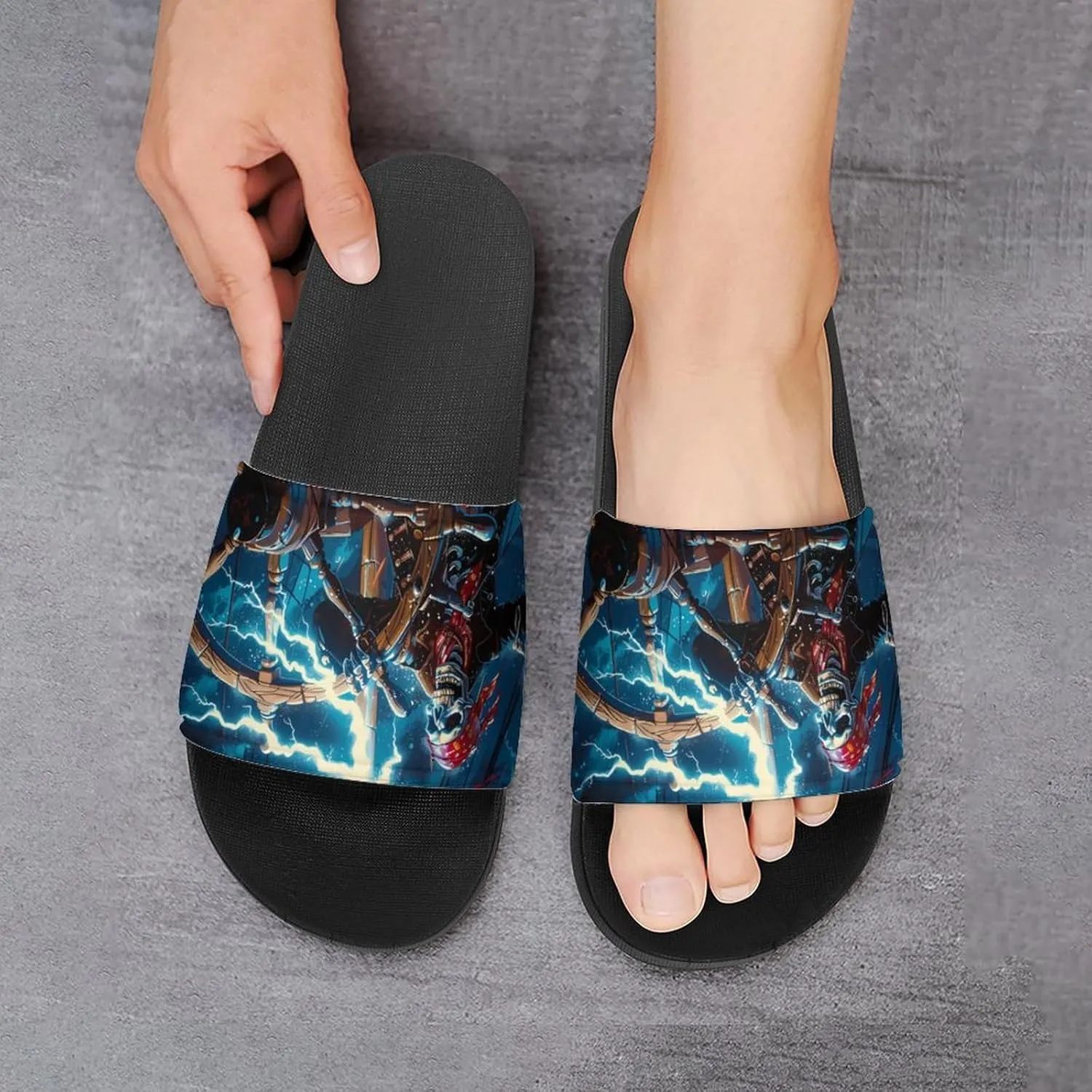 Skeleton Pirate Ocean Storm Funny Slippers Slides Sandals Shower Home House Shoes Non Slip Soft Sole Shoe For Men Women Bathroom