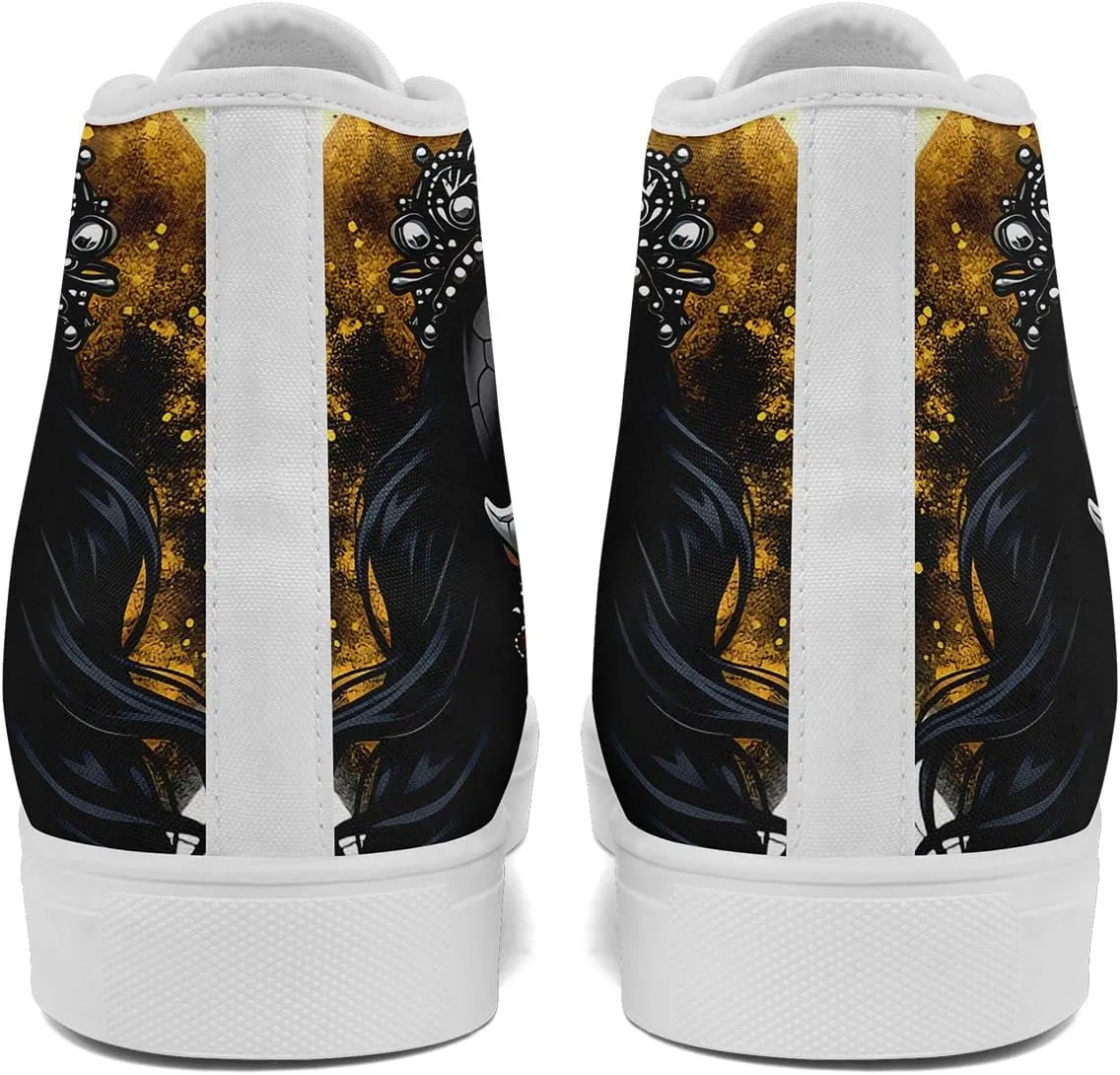 Skull Shoes for Women Men High Top Canvas Sneaker Punk Rock Joker Print Shoes Student Casual Walking Streetwear
