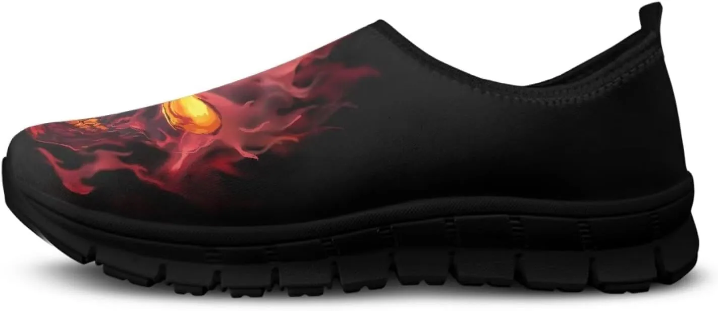 Skull Walking Shoes Casual Tennis Flat Work Loafer Wide Toe Driving Shoe Hiking Sneaker for Women