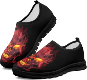 Skull Walking Shoes Casual Tennis Flat Work Loafer Wide Toe Driving Shoe Hiking Sneaker for Women
