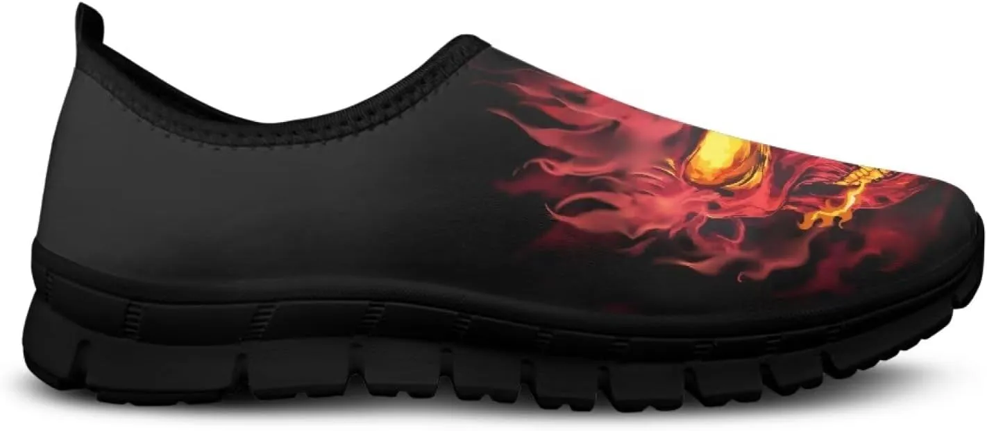 Skull Walking Shoes Casual Tennis Flat Work Loafer Wide Toe Driving Shoe Hiking Sneaker for Women