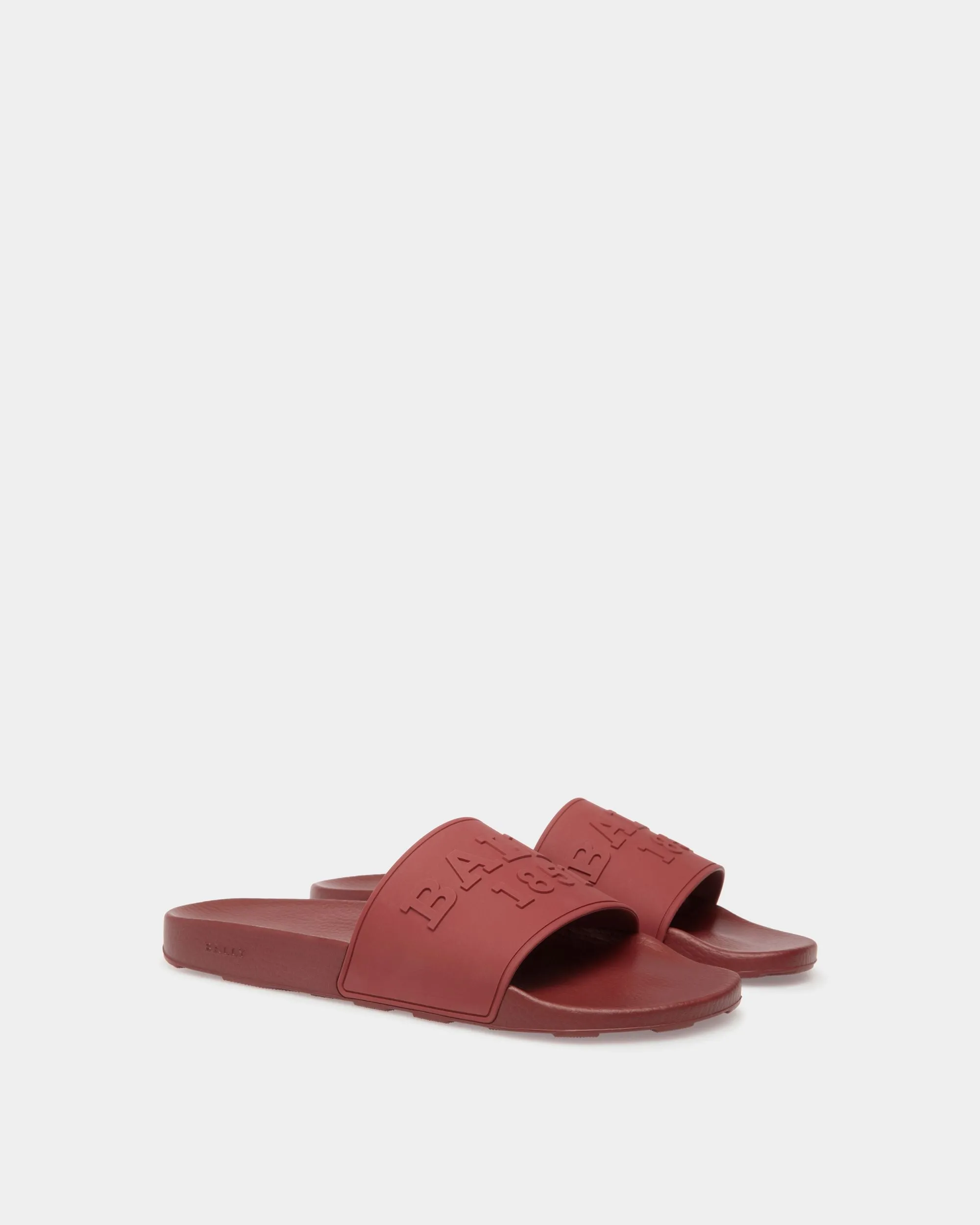 Slider Sandals In Red Rubber