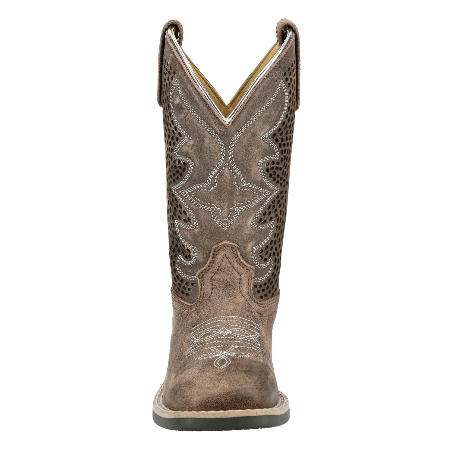 Smoky Mountain Boots Kids Girls Willow Vtg Chocolate/Silver Leather Cowboy Boots