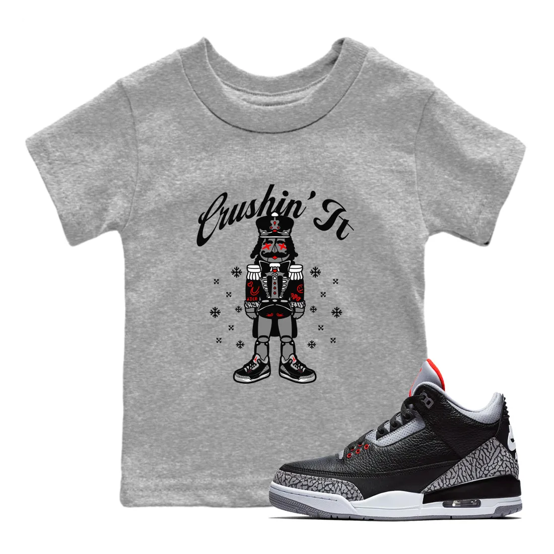 Sneaker Impressive variety SNRT Cement It Jordan Tees 3 Air Crushin' Black - Connected Kids