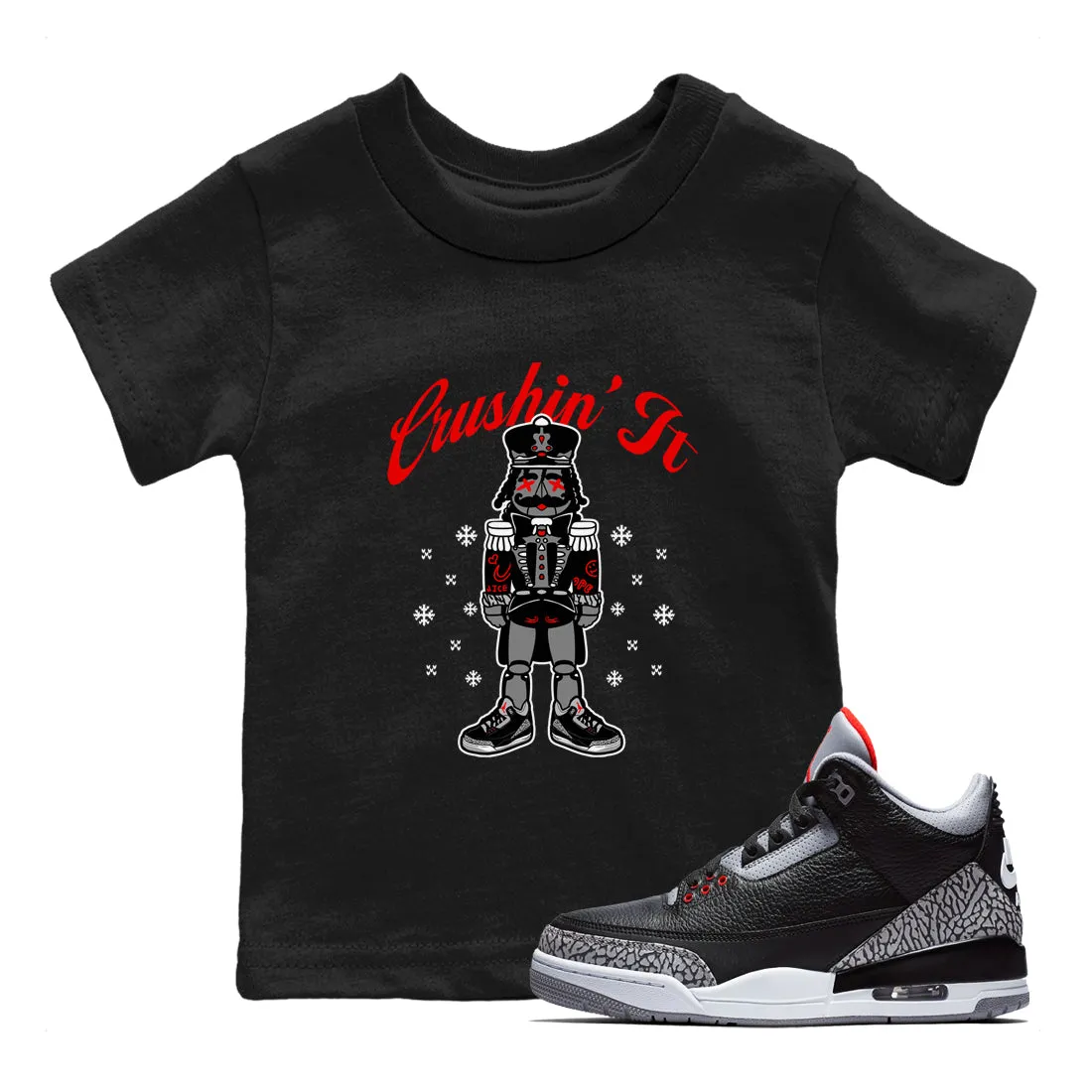 Sneaker Impressive variety SNRT Cement It Jordan Tees 3 Air Crushin' Black - Connected Kids