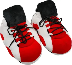 Sneaker Slippers Comfy, and Trendy Sneakers for Men, Pure Polyester Womens Sneakers | Fluffy Slippers with Standard Shoes Size that Fits All (Red & White)