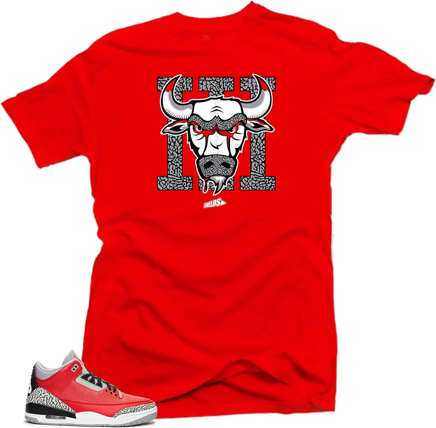 SNELOS Shirt to Match Jordan Retro 3" Red Cement 2020 Sneaker Tees