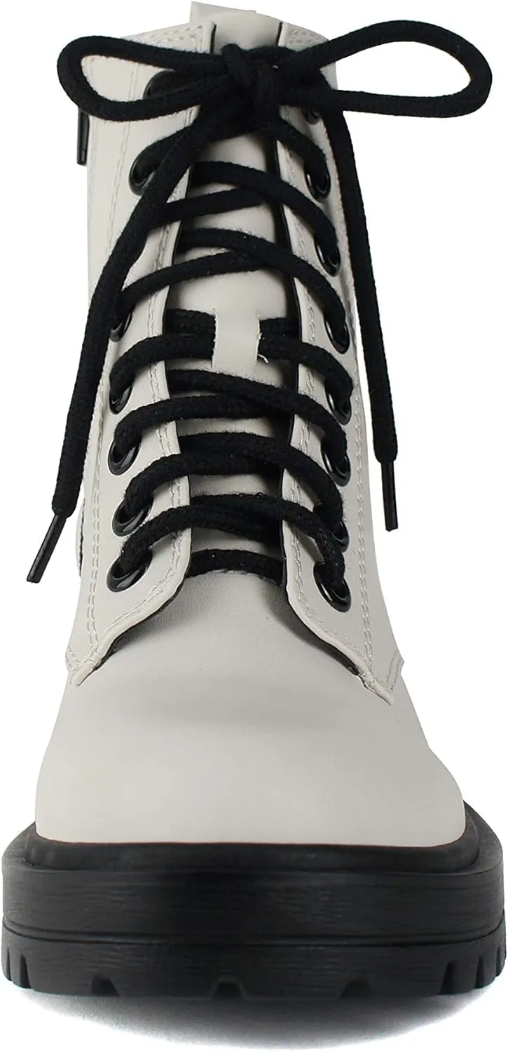 Soda FIRM - Lug Sole Combat Ankle Bootie Lace up w/Side Zipper
